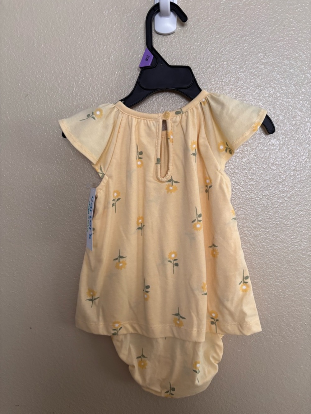 Carter's Soft Yellow Floral Flutter-Sleeve Dress with Matching Bloomers - Picture 2 of 2